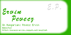 ervin pevecz business card